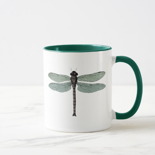Vintage Drachenfliege Antike Damselfly Grüne Flüge Tasse (Rechts)
