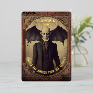 Vintage-Dracula-Halloween-Party Gold Folien Feiertagskarte
