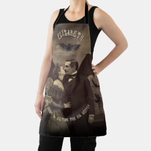 Vintage Dracula küsst eine schöne Dame Halloween Schürze