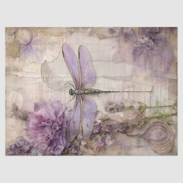 Vintage Dragonfly Ephemera Decoupage Seidenpapier (Vorderseite)
