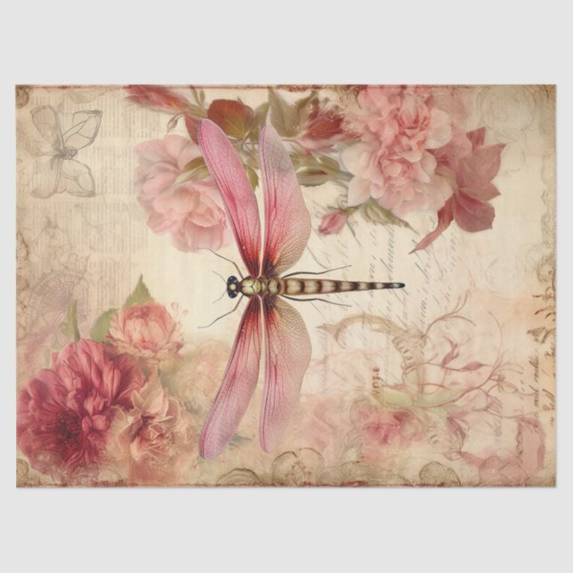 Vintage Dragonfly Ephemera Decoupage Seidenpapier (Vorderseite)