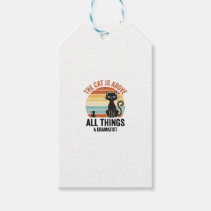 Vintage dramatisches Katzenhumor-Shirt-Design_1 Geschenkanhänger