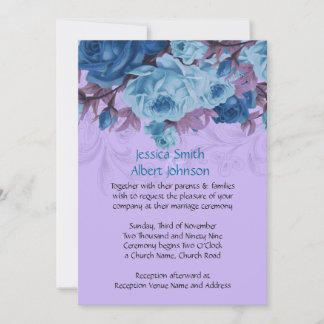 Vintage Dreamy Blue Rose Hochzeitsreise Einladung