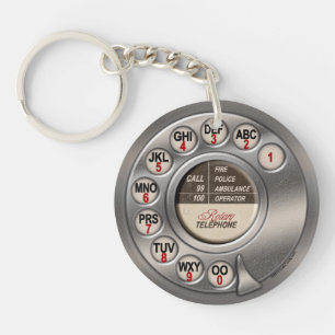 Vintage-Drehwählscheibentelefon Schlüsselanhänger