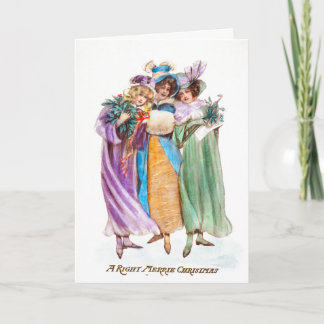 Vintage Drei Damen Weihnachten Karte