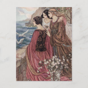 Vintage - Drei Frauen, die aufs Meer hinausschauen Postkarte