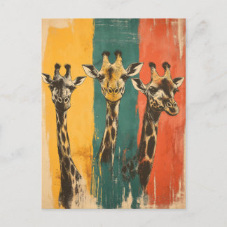 Vintage Drei Giraffen auf Postkarte
