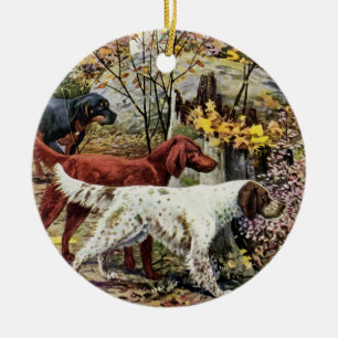 Vintage drei Irische Setter Keramik Ornament