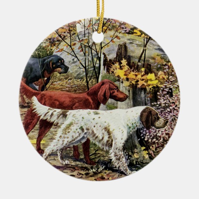 Vintage drei Irische Setter Keramik Ornament (Vorne)