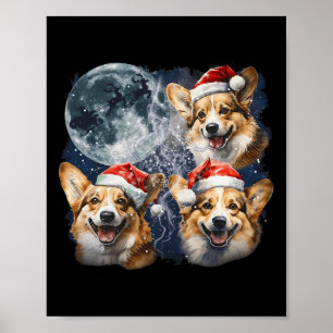 Vintage Drei Weihnachts-Corgis Hund Santa Heult Poster