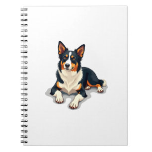 Vintage-Dreifarben-Border-Collie-Porträt-Hundeillu Notizblock