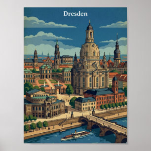 Vintage Dresden Deutschland Reise Kunst Poster