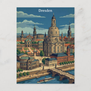 Vintage Dresden Deutschland Reise Kunst Postkarte
