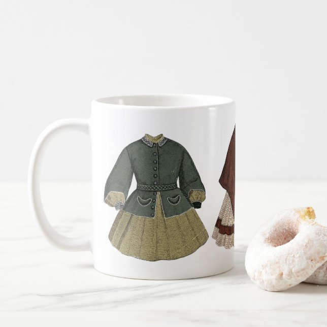 Vintage DressIllustration Kaffeetasse (Mit Donut)