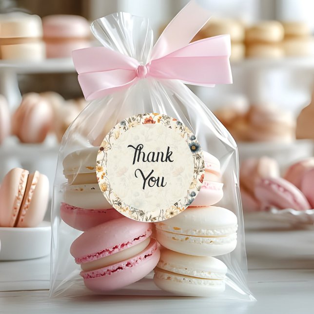 Vintage Dried Wildflower Burgundy Pink Yellow Runder Aufkleber (Von Creator hochgeladen)