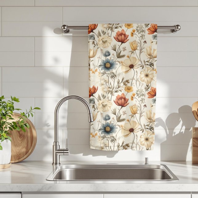 Vintage Dried Wildflower Navy Terracotta Geschirrtuch (Von Creator hochgeladen)