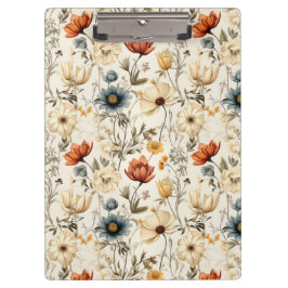 Vintage Dried Wildflower Navy Terracotta Klemmbrett