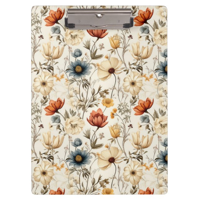 Vintage Dried Wildflower Navy Terracotta Klemmbrett (Vorderseite)