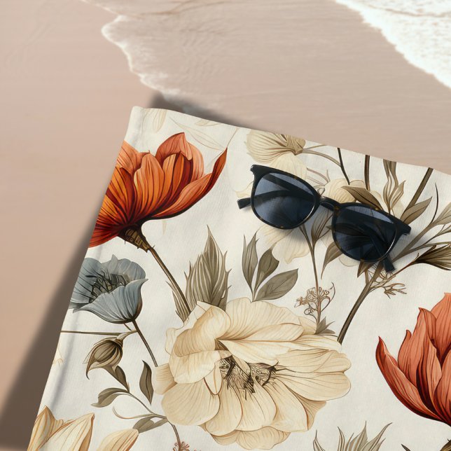 Vintage Dried Wildflower Navy Terracotta Strandtuch (Von Creator hochgeladen)