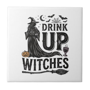 Vintage Drink Up Hexen Halloween-Shirt-Design_1 Fliese