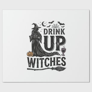 Vintage Drink Up Hexen Halloween-Shirt-Design_1 Geschenkpapier