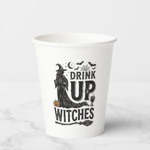 Vintage Drink Up Hexen Halloween-Shirt-Design_1 Pappbecher