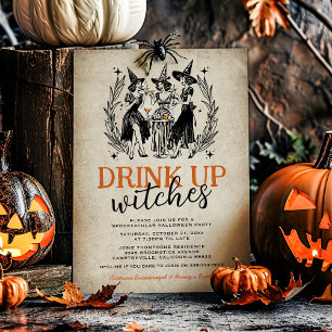 Vintage Drink Up Hexen Mädchen Halloween-Party Einladung