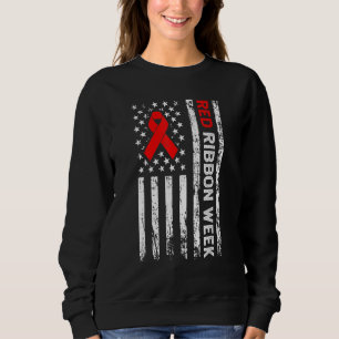 Vintage Drogenfrei Amerikanische Flagge Linie Rote Sweatshirt