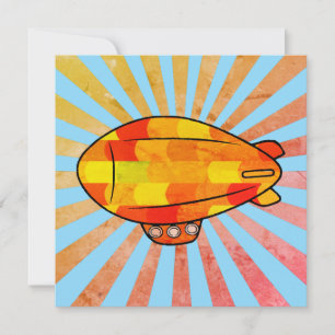 Vintage-Druck-Blimp-Ballon Sonniger Himmel Einladung