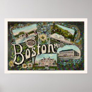 Vintage-Druck des Boston Frog Pond Poster