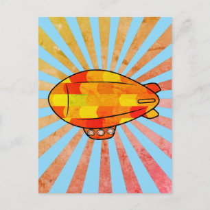 Vintage-Druck Luftschiff Ballon Sonniger Himmel Postkarte