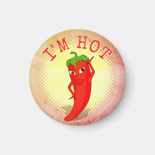 Vintage Druckausgabe mit rotem Hot Pepper Diva Magnet