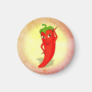 Vintage Druckausgabe mit rotem Hot Pepper Diva Magnet