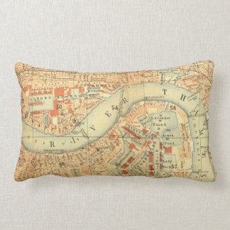 Vintage Druckkissen der Old London River Thames Ma Lendenkissen
