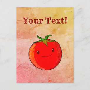 Vintage-Druckstil Süße Cartoon-Tomate Postkarte