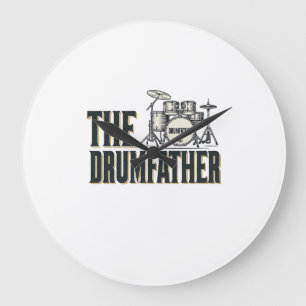 Vintage Drumfather Drummer Zitat Vektor Design_1 Große Wanduhr