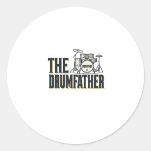 Vintage Drumfather Drummer Zitat Vektor Design_1 Runder Aufkleber