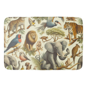 Vintage Dschungeltiere Wasserfarbe Badematte