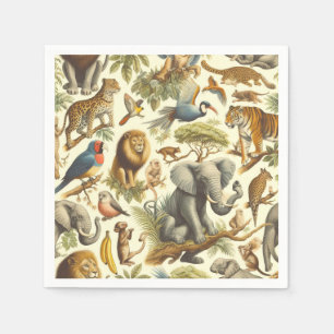 Vintage Dschungeltiere Wasserfarbe Serviette