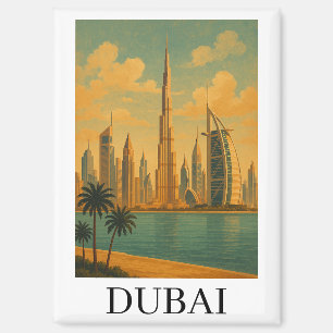 Vintage Dubai Reise – Retro UAE-Silhouette Magnet