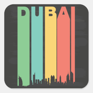 Vintage-Dubai-Stadtansicht Quadratischer Aufkleber