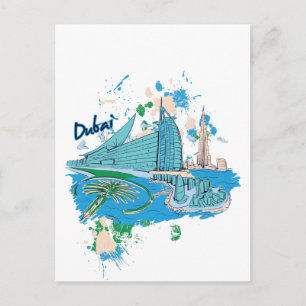 Vintage dubai us design postkarte