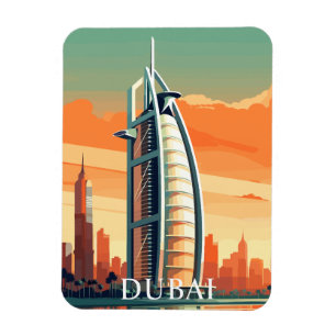 Vintage Dubai VAE Wolkenkratzer Reisen Magnet