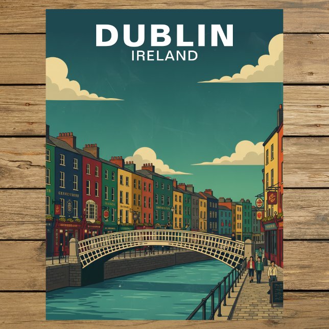 Vintage Dublin Ireland Ha'penny Bridge Travel Postkarte (Vintage Dublin Ireland Ha'penny Bridge Travel Postcard)