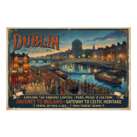Vintage Dublin Irland Reiseplakat