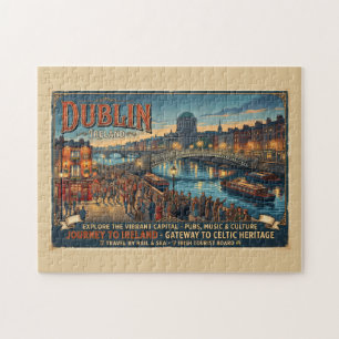 Vintage Dublin Irland Reiseplakat Puzzle