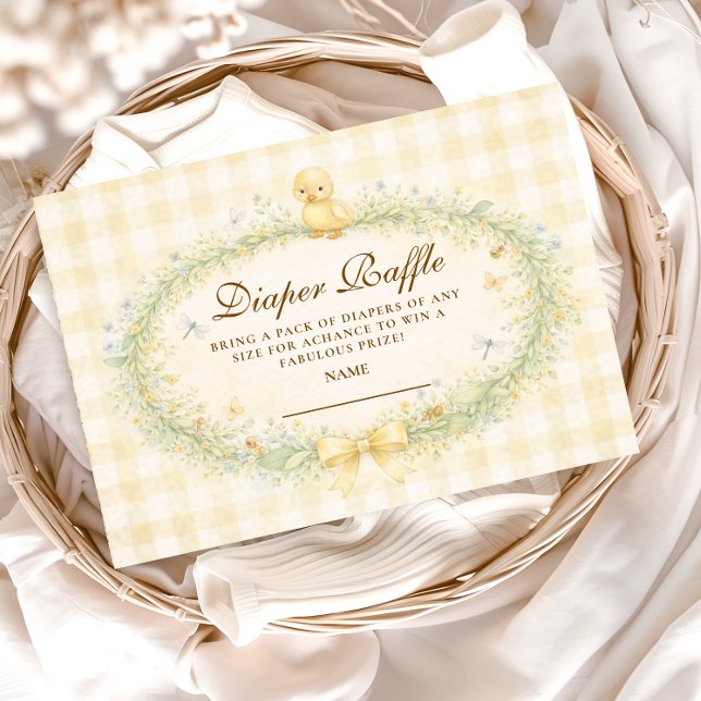Vintage Duckling Floral Diapper Raffle Begleitkarte (Von Creator hochgeladen)