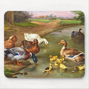 Vintage Ducklings Landtiere Mousepad