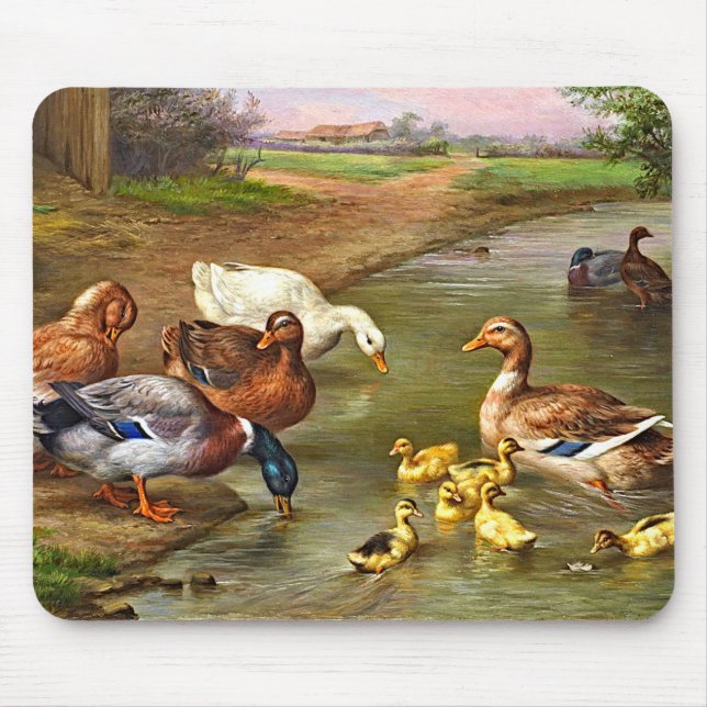 Vintage Ducklings Landtiere Mousepad (Vorne)
