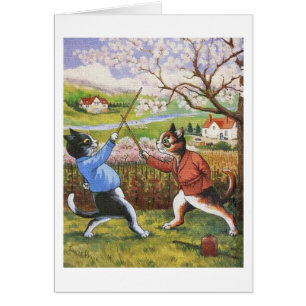 Vintage Duellkatzen-Kunst durch Louis Wain